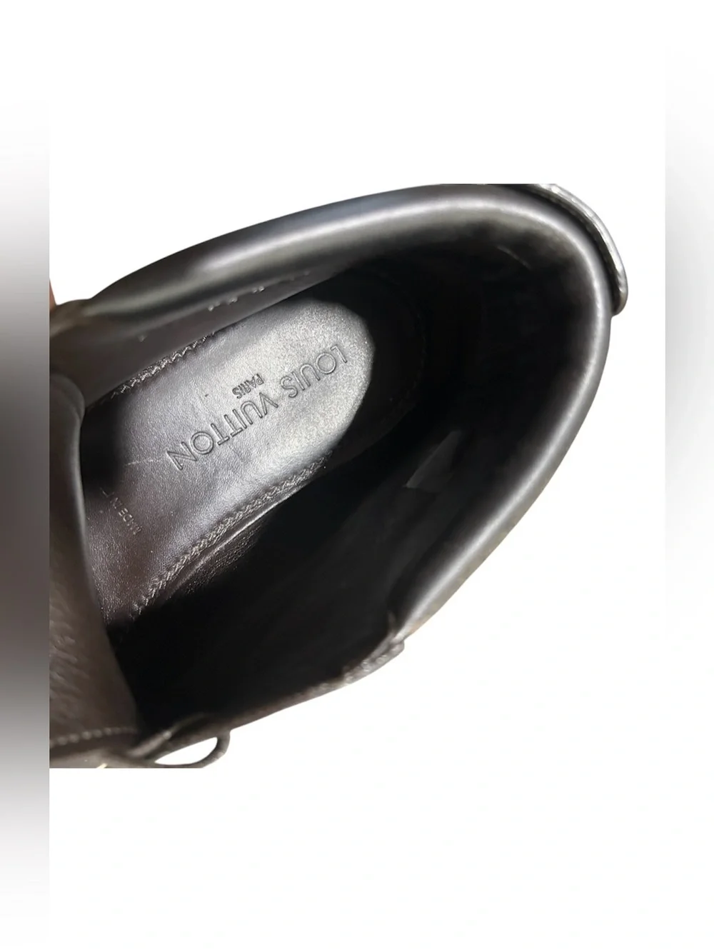 Louis Vuitton Black Leather Chukka Boots with White Stitching